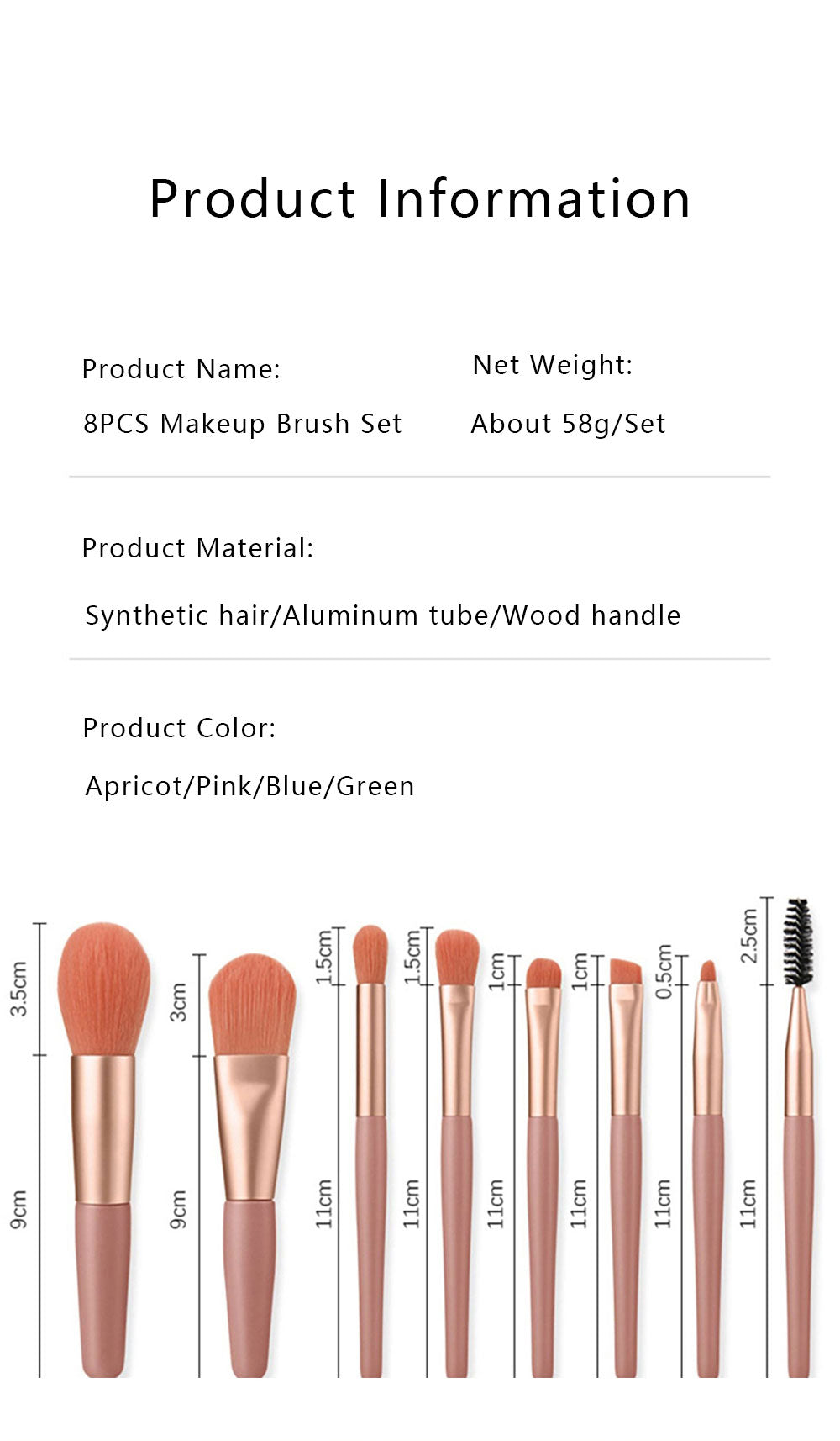 8 Pcs Makeup Brush Set