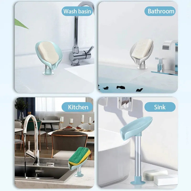 Leaf Shape Self-Draining Soap Holder –  Bathroom Organizer