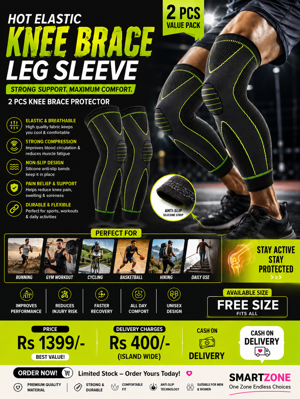 2 Pcs Knee Brace Protector (P04307)