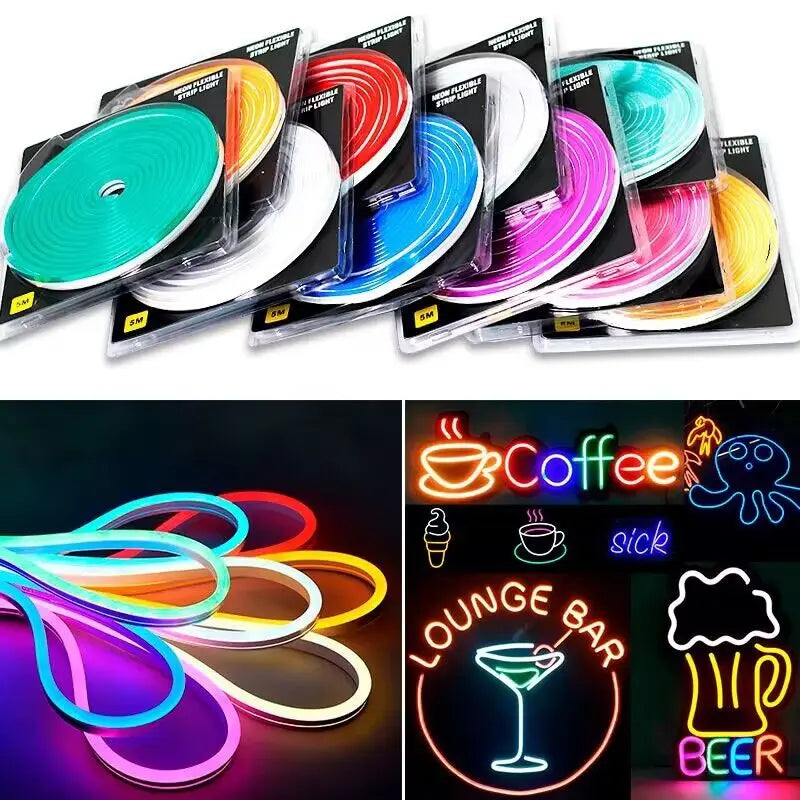 12V DC Neon Strip Light (5m) – Flexible LED Decor Light