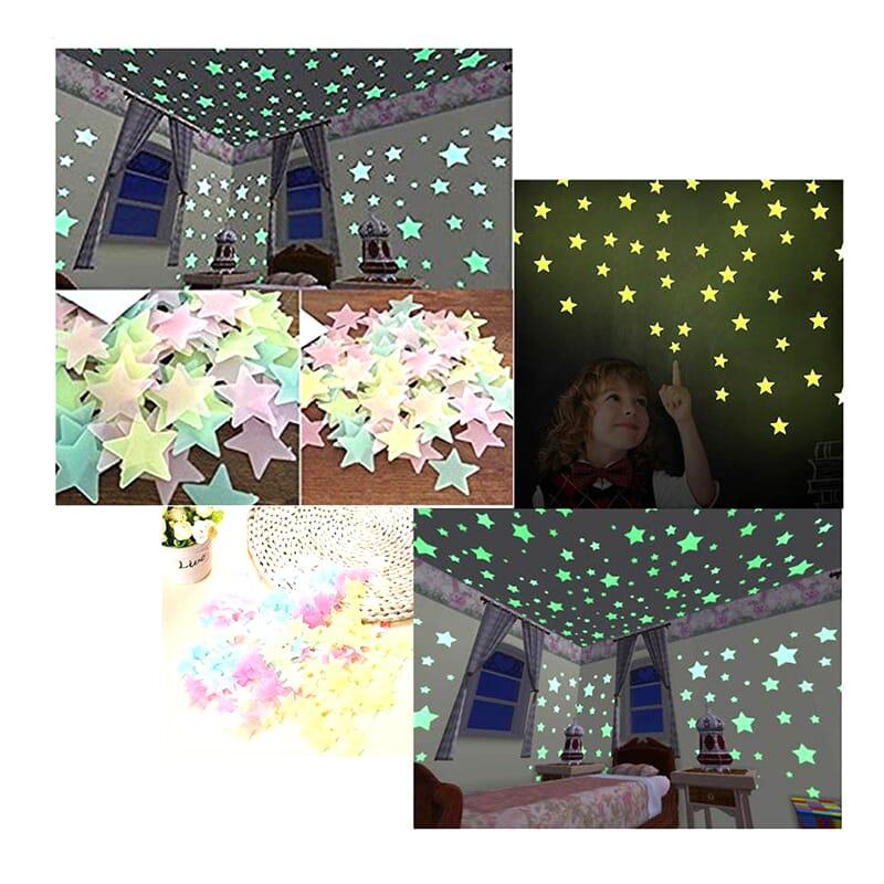 100-Piece Glow Star Wall Stickers – Kids Room Decor